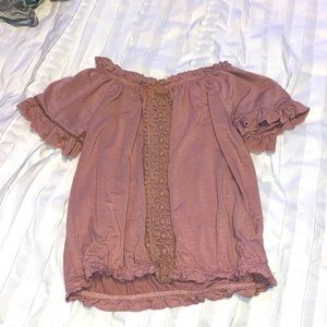 Pink off the shoulder tee